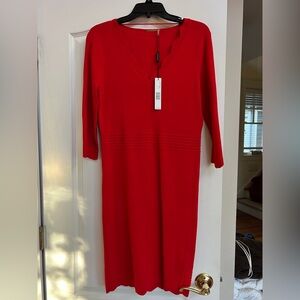 Elie Tahari Vibrant Red Long Sleeve Dress